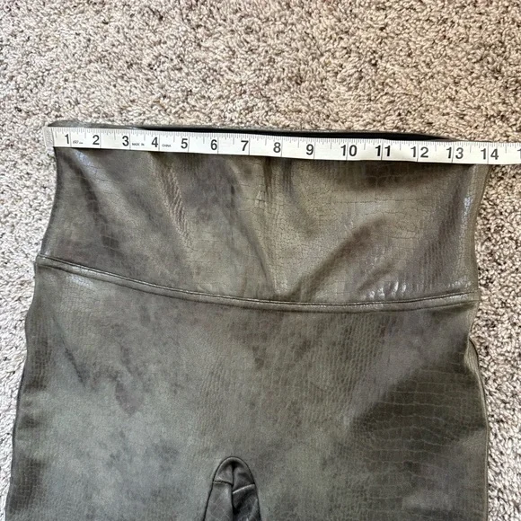Spanx Faux leather croc leggings in olive green